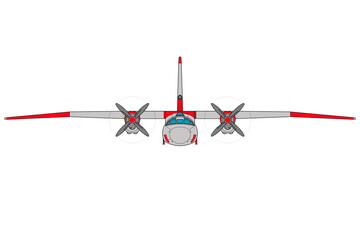 Vista frontal de avión de transporte An-24