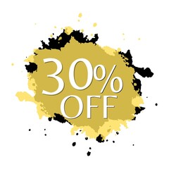 30% off Abstract yellow and black ink with almost free discount number and percentage 
