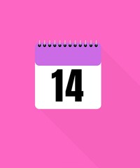 Calendário de 14 dias com páginas de mês de fundo rosa (janeiro fevereiro março abril maio junho julho agosto setembro outubro novembro dezembro)