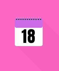 18day calendar with pink background month pages (January February March April May June July August September October November December)