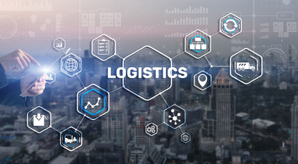 Logistic network distribution and transport concept. Goods delivery