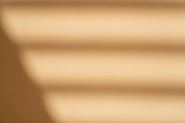 Creative copy space with shadows on soft beige wall. Window silhouette on the pastel background. Flat lay style. Minimalistic concept of summer, work from home, online shopping, products presentation