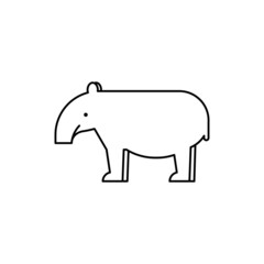 Tapir icon. Black outline. Conservation awareness. Vector illustration, flat design