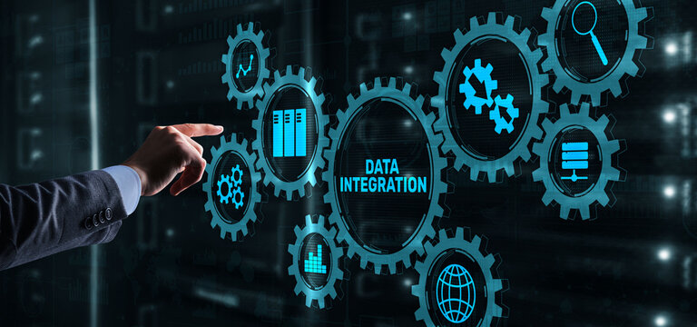 Business Technology Data integration concept on abstract background