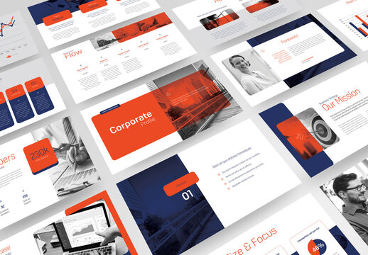 Business Plan Presentation with Blue and Orange Accents