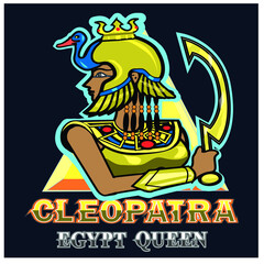 Cleopatra egyptian Wueen, woman  esport logo -Vector