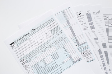 Tax season concept. Annual tax form under US law
