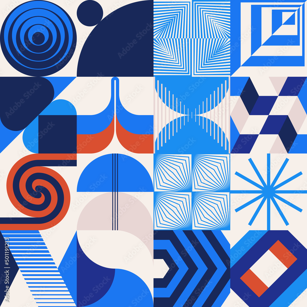 Poster scandi art made with scandinavian inspired graphics using abstract vector geometric shapes