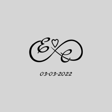Letter EC logo with infinity and love symbol, elegant cute wedding monogram design