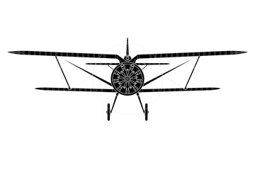 Vista frontal de avión de combate biplano © alfonsosm