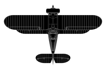 Vista de planta de avión de combate biplano © alfonsosm