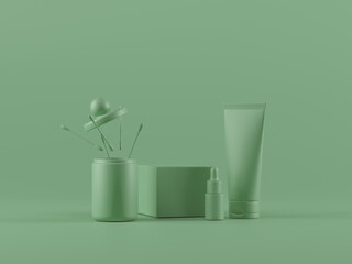 Fototapeta premium Cosmetic bottle mock-up. Minimal box 3d.