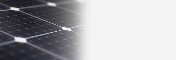 Solar panel, photovoltaic, alternative electricity source. Banner, copy space for text.