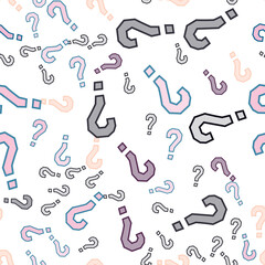 Quiz seamless pattern. Question marks, doubt, faq