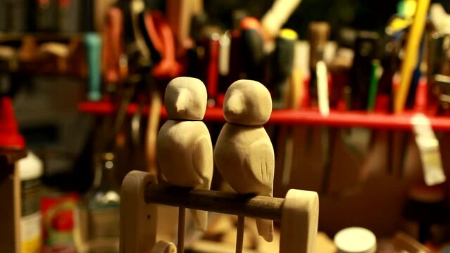 lovebird parrots mechanical toy, in the workshop, 