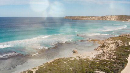 Pennington Bay is a wonderful beach in Kangaroo Island, South Australia. Aerial view from drone