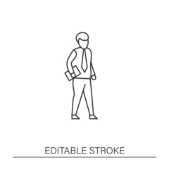  Going to work line icon. Man back to work. Walking.Modern profession. Career concept. Isolated vector illustration. Editable stroke
