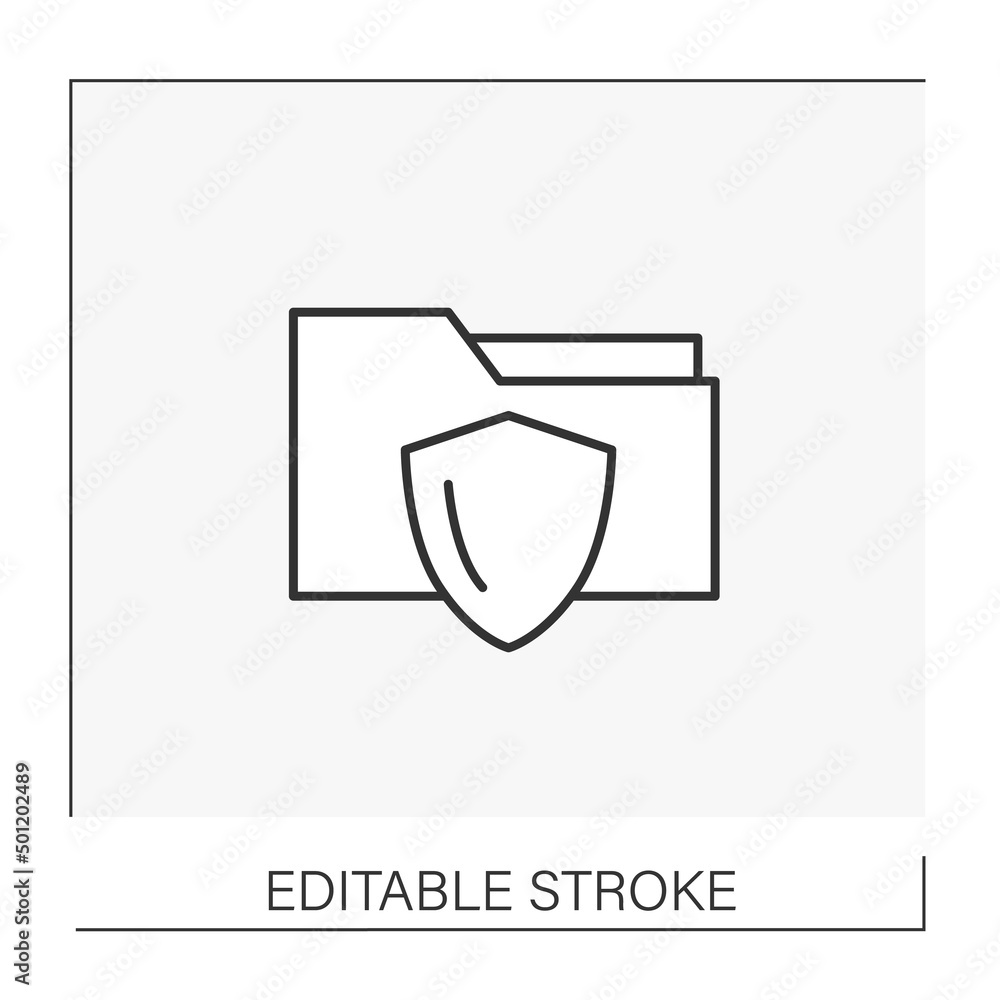 Poster secret information line icon. limited access to personal folders with databases. locked folders. web