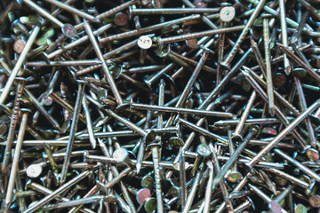Close-up of the small colorful nails 