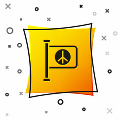 Black Flag peace icon isolated on white background. Hippie symbol of peace. Yellow square button. Vector