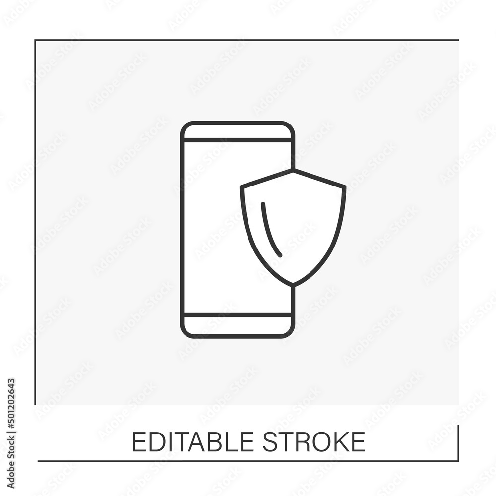 Poster security system line icon. smartphone software. protect personal information.web service concept. is