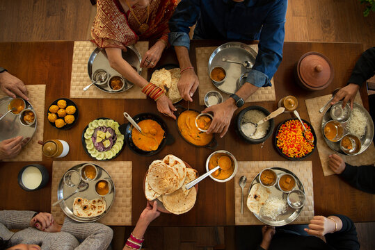 Indian meal shared by family