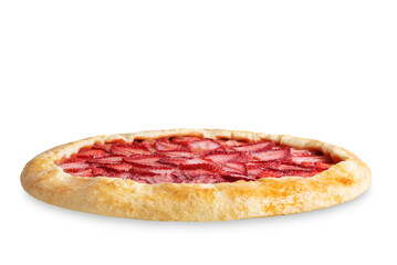 Strawberry galette on a white isolated background