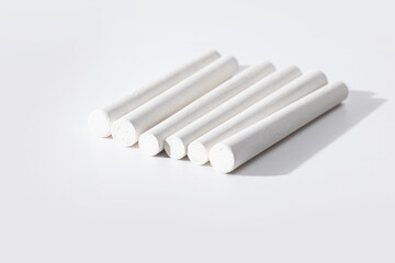 white chalk sticks isolated on white background