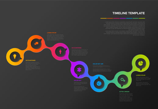 Infographic Milestones Dark Timeline Template with Circles