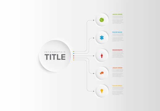 Simple Infographic with Big Center Circle and Six Small Icon Elements