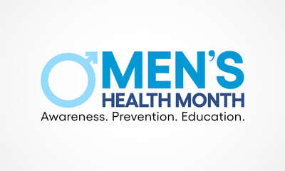 Men's health month is observed every year in June, it is used to raise awareness about health care for men and focus on encouraging boys to practice and implement healthy living decisions. Vector art.