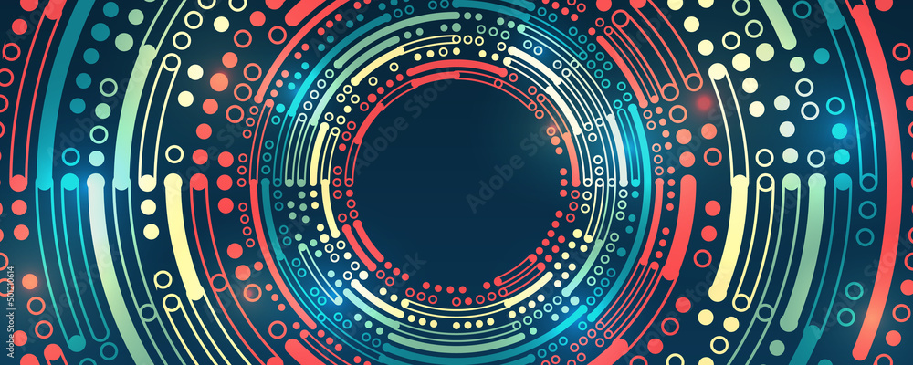 Aufkleber Business analytics. The flow of information in the form of waves and particles. Visualization of a large amount of data. Abstract transformation of information. Processing sorting data fragmentation.