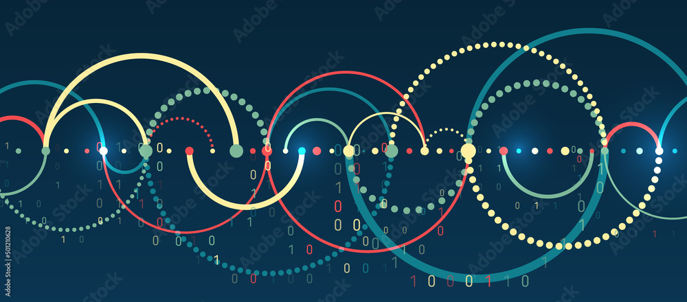 Leinwandbilder Processing sorting data fragmentation. Business analytics. The flow of information in the form of waves and particles. Visualization of a large amount of data. Abstract transformation of information.