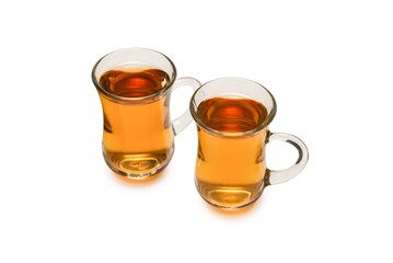 A turkish glass of tea isolated on white background.