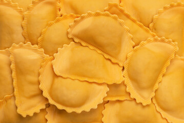 Raw ravioli as background. Healthy italian food.