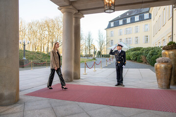 Petersberg in Königswinter bei Bonn, Bundesgästehaus, Empfang von Staatsgästen 
