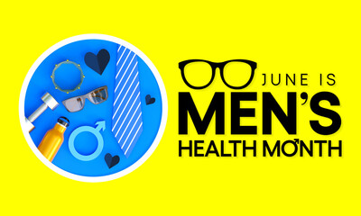 Men's health month is observed every year in June, used to raise awareness about health care for men and focus on encouraging boys to practice and implement healthy living decisions. 3D Rendering