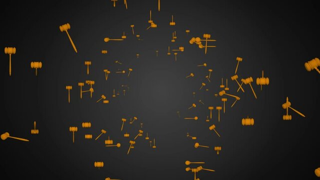 Loop animation of a moving judge Gavel, on green screen loop background. 4K 3D Hammer of justice. justice and courtship concept. Law and law policy, international public authority symbol.