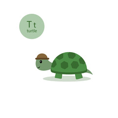 little turtle in a cap.vector animal illustration