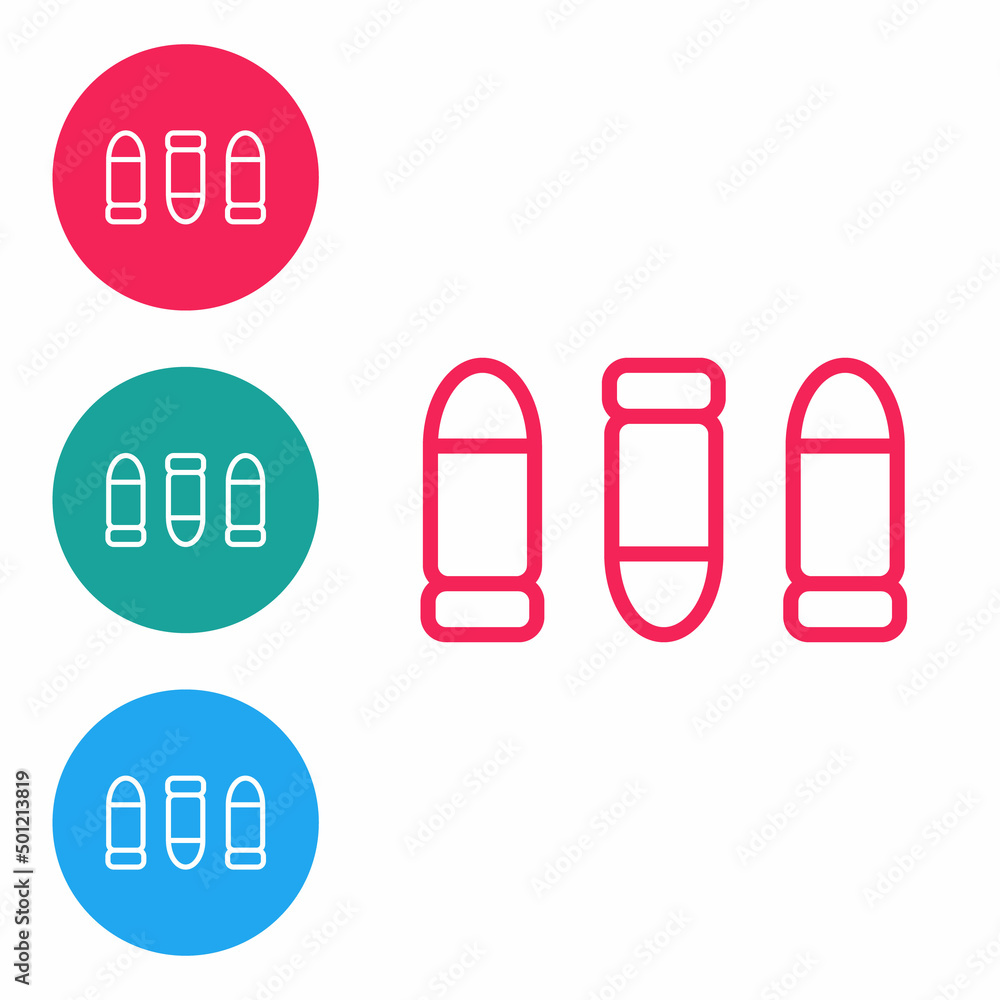 Poster red line bullet icon isolated on white background. set icons in circle buttons. vector