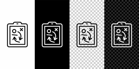 Set line Planning strategy concept icon isolated on black and white, transparent background. Hockey cup formation and tactic. Vector