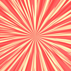 Pop art radial colorful comics book magazine cover. Striped pink digital background. Cartoon funny retro pattern strip mock up. Vector halftone illustration. Sunburst, starburst shape