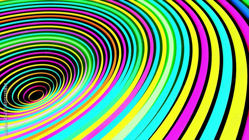 Poster 3d render. abstract geometric bg with rings form complex structure and light effects. rings flash ne