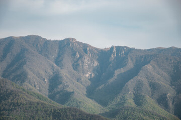 mountains and clouds in spring