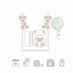 Set of cute baby shower card or nursery poster.Baby announcement card.Trendy baby and children elements