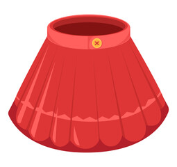 Lovely red mini skirt. Vector illustration of clothes on a white background. Pleated skirt.