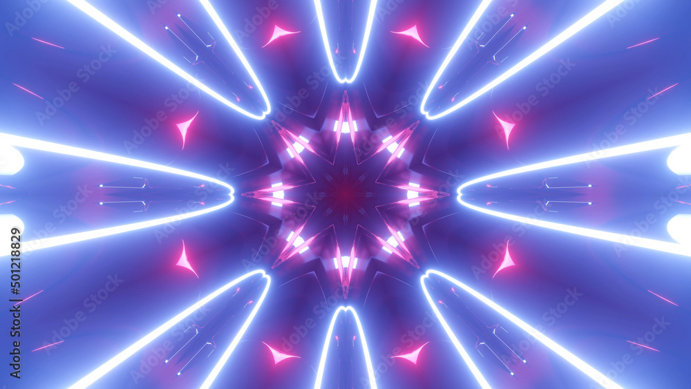 Poster 3d render. sci-fi tunnel with neon lights. abstract high-tech tunnel as background in the style of c
