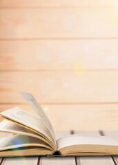 Jew psalm pray torah book on wooden desk table space.