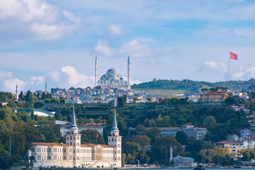 Camlica Tower and Kuleli Military School in Istanbul from Arnavutkoy District