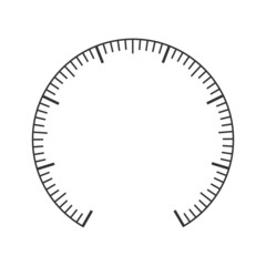 Scale example of pressure meter, manometer, barometer, speedometer, tonometer, thermometer, navigator or indicator tool. Round measuring dashboard template. Vector graphic illustration